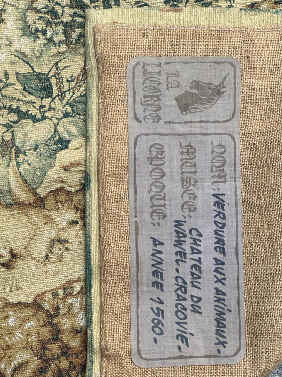 Nice French Aubusson Style hand printed tapestry « verdure aux Animaux » 7