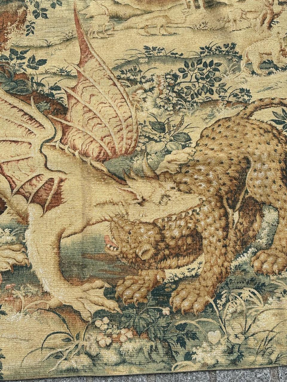 Immerse yourself in the allure of this mid-20th-century French tapestry, showcasing a design inspired by a 15th-century woven masterpiece titled 