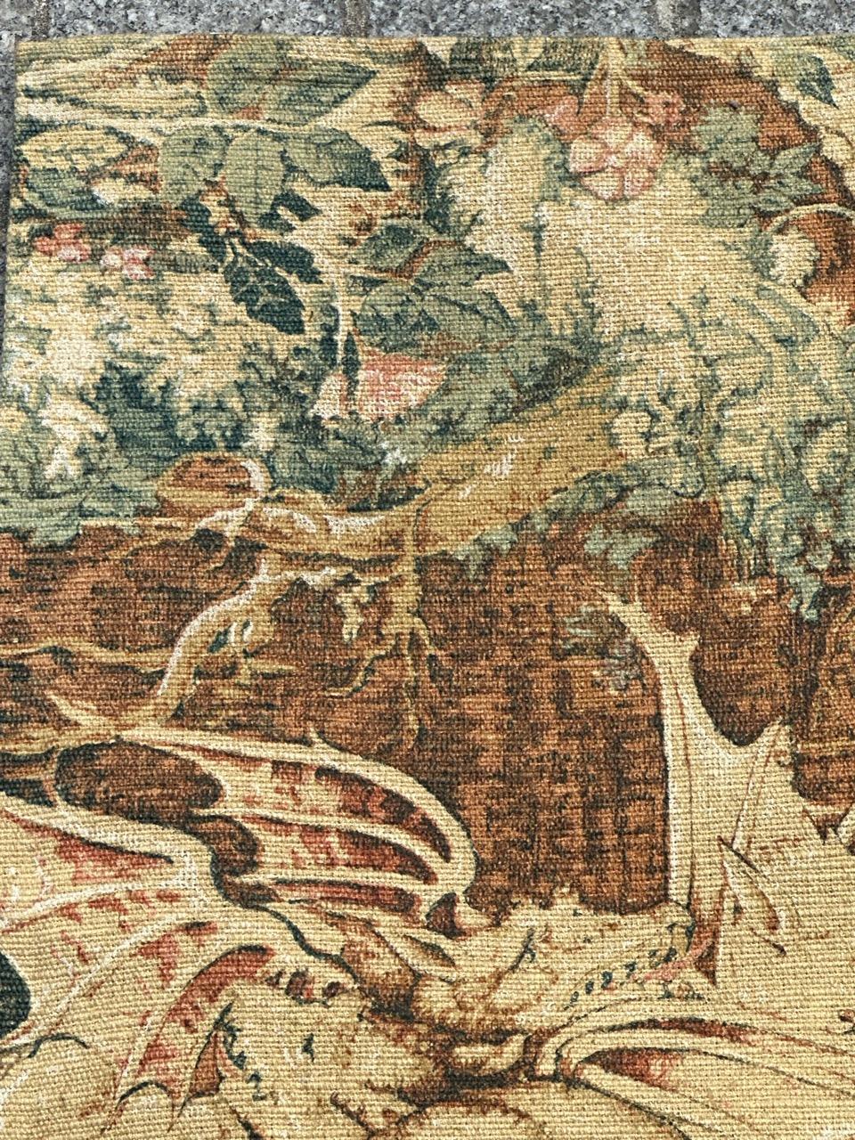 Nice French Aubusson Style hand printed tapestry « verdure aux Animaux » 1