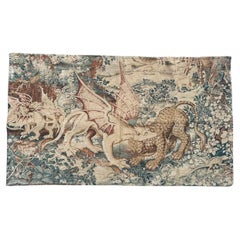 Belle tapisserie d'Aubusson imprimée à la main " verdure aux Animaux "