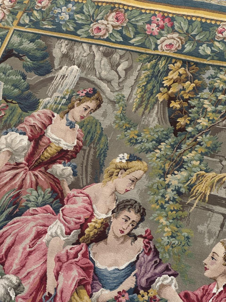 Nice French Aubusson Style Jacquard Tapestry “Berger Galant” For Sale 5