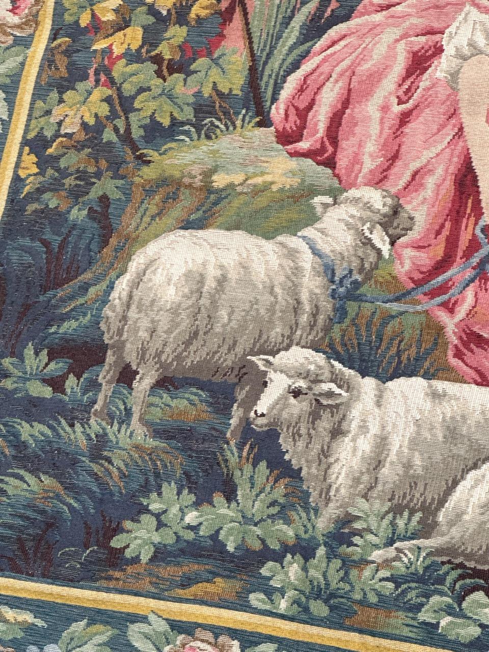 Nice French Aubusson Style Jacquard Tapestry “Berger Galant” For Sale 8
