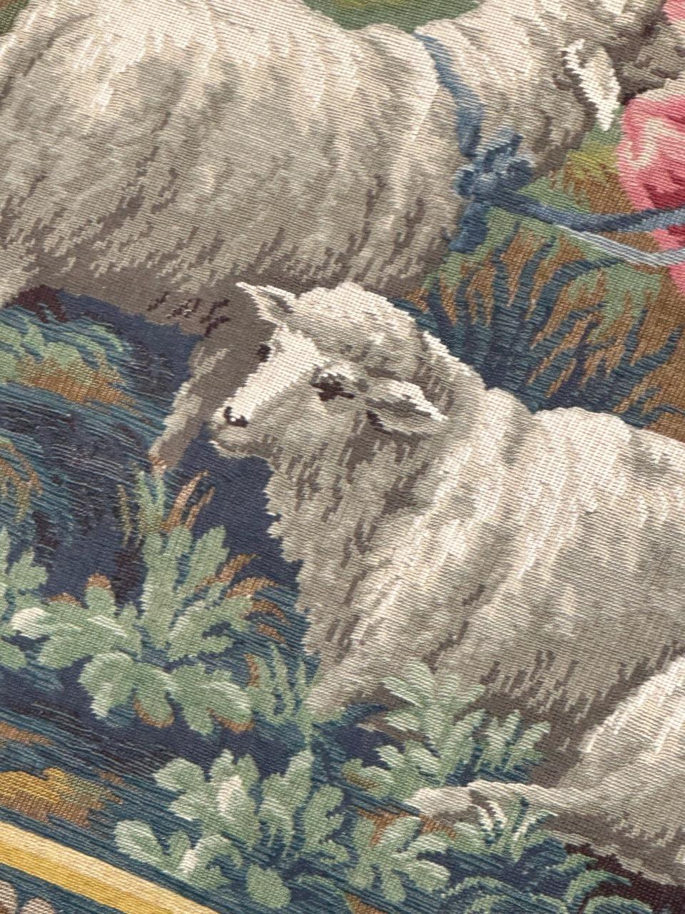 Nice French Aubusson Style Jacquard Tapestry “Berger Galant” For Sale 10