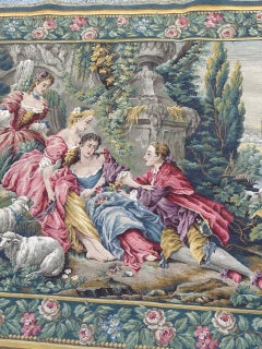 Schöner französischer Aubusson Stil Jacquard Wandteppich "Berger Galant"