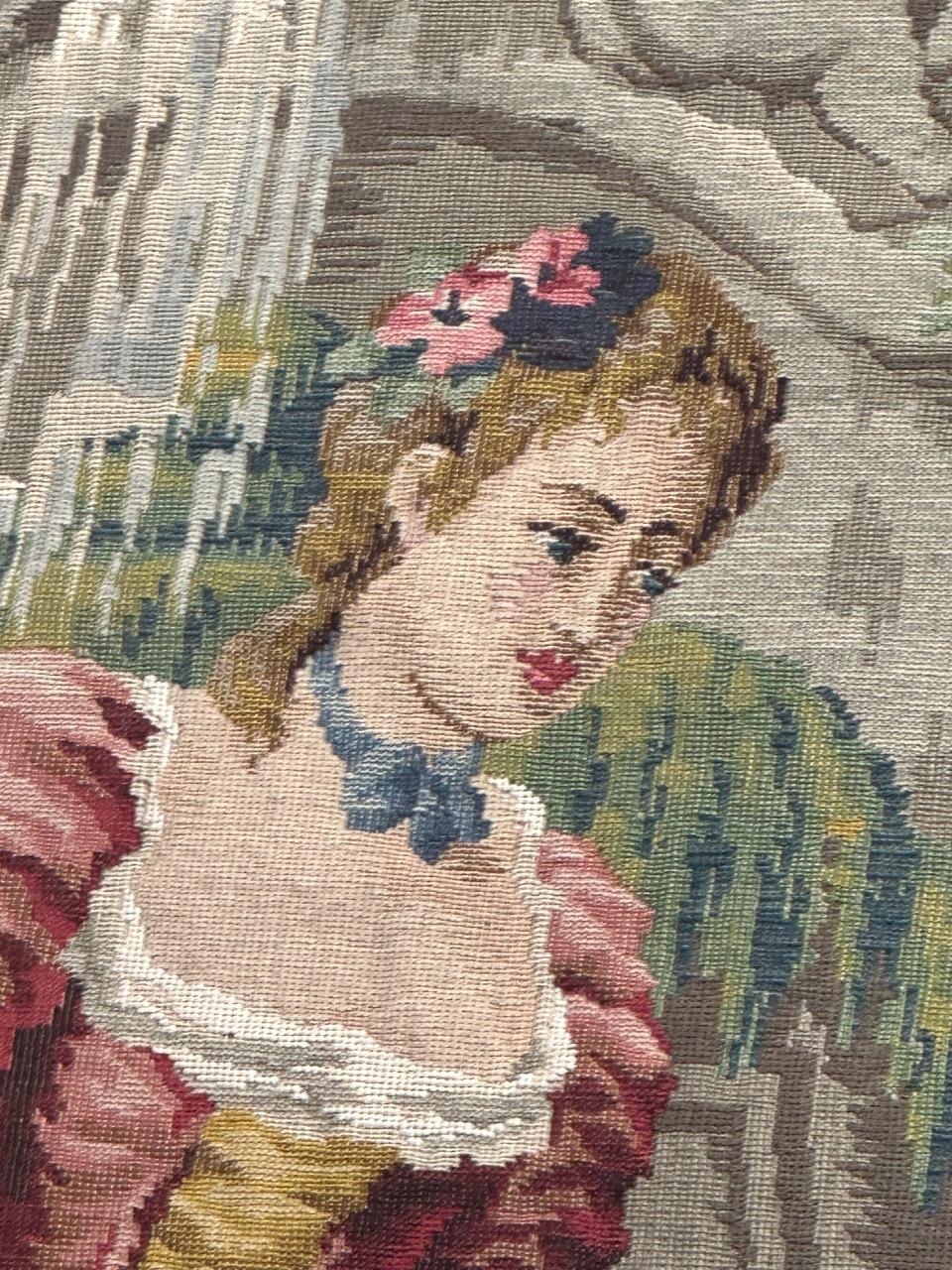 20th Century Nice French Aubusson Style Jacquard Tapestry “Berger Galant” For Sale