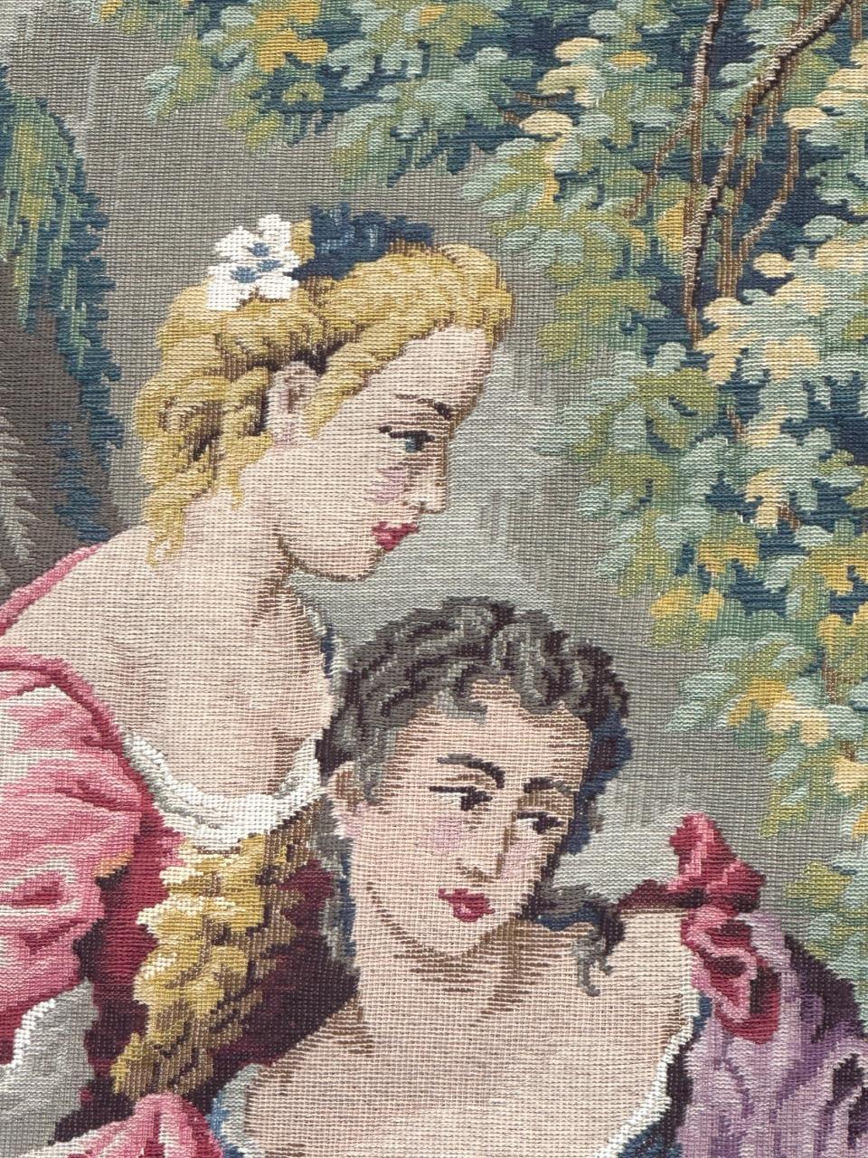 Wool Nice French Aubusson Style Jacquard Tapestry “Berger Galant” For Sale