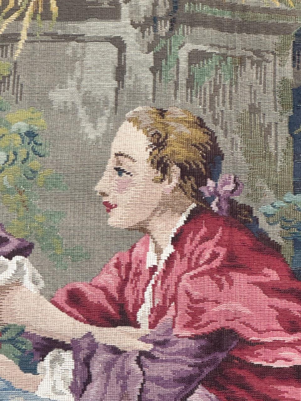 Nice French Aubusson Style Jacquard Tapestry “Berger Galant” For Sale 1