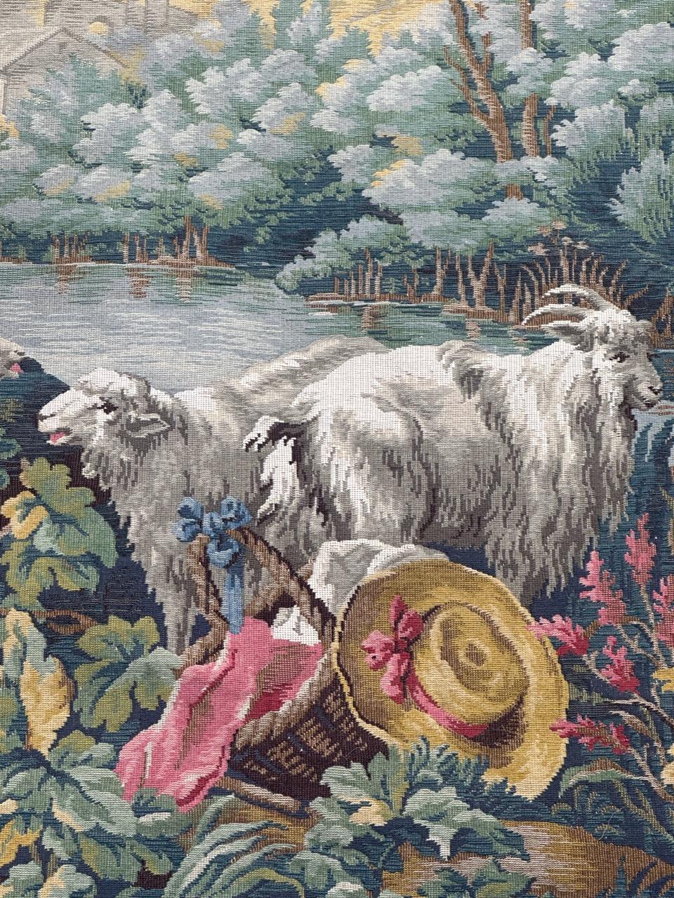 Nice French Aubusson Style Jacquard Tapestry “Berger Galant” For Sale 2