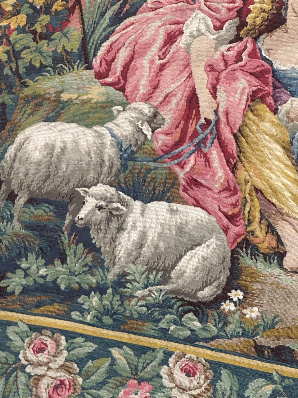 Nice French Aubusson Style Jacquard Tapestry “Berger Galant” For Sale 3