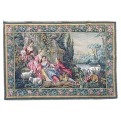Vintage Nice French Aubusson Style Jacquard Tapestry “Berger Galant”