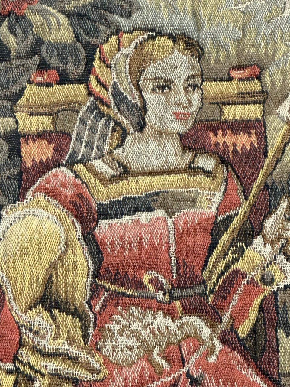 Schöner französischer Aubusson-Stil Jacquard-Wandteppich Mittelalterliches Design 