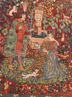 Nice French Aubusson Style Jacquard Tapestry « Romance of the Rose »