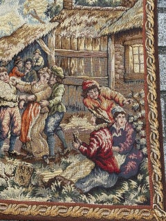Schöner französischer Aubusson Stil Jacquard Wandteppich "das flämische Fest"