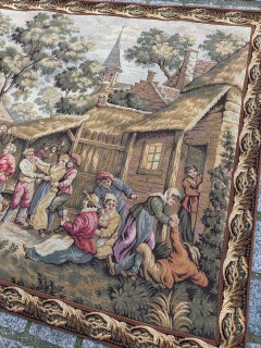 Nice French Aubusson Style Jacquard Tapestry « Villagers celebration »