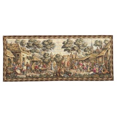 Schöne französische Aubusson Stil Jacquard Wandteppich " Dorfbewohner Feier "