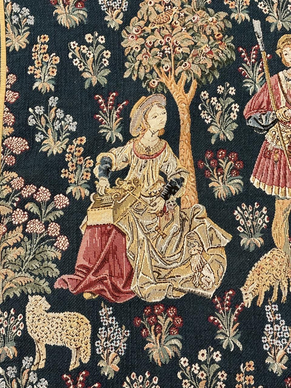 Bobyrug’s Nice French Aubusson Style Jaquar Tapestry In Good Condition For Sale In Saint Ouen, FR