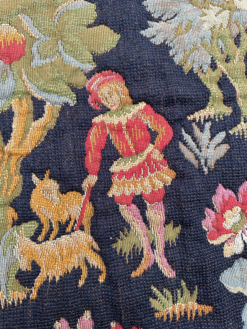 Schöner französischer Jacquard-Wandteppich im Aubusson-Stil im mittelalterlichen Design im Angebot 4