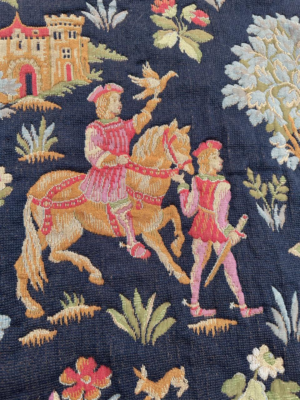 Schöner französischer Jacquard-Wandteppich im Aubusson-Stil im mittelalterlichen Design im Angebot 5