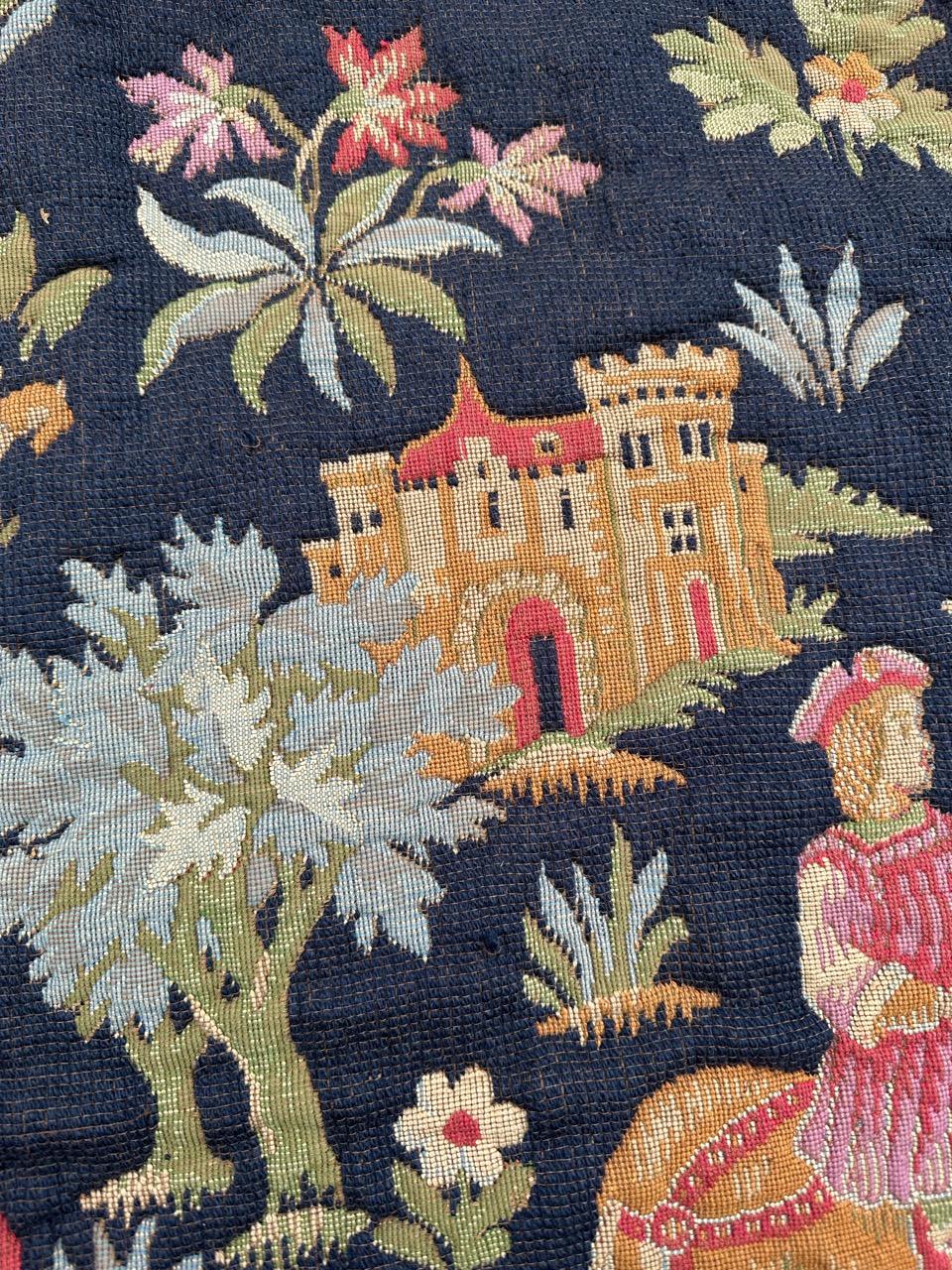 Schöner französischer Jacquard-Wandteppich im Aubusson-Stil im mittelalterlichen Design im Angebot 6