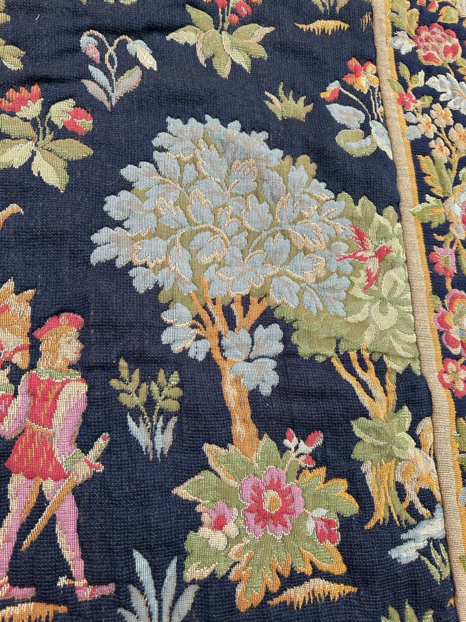 Schöner französischer Jacquard-Wandteppich im Aubusson-Stil im mittelalterlichen Design im Angebot 7