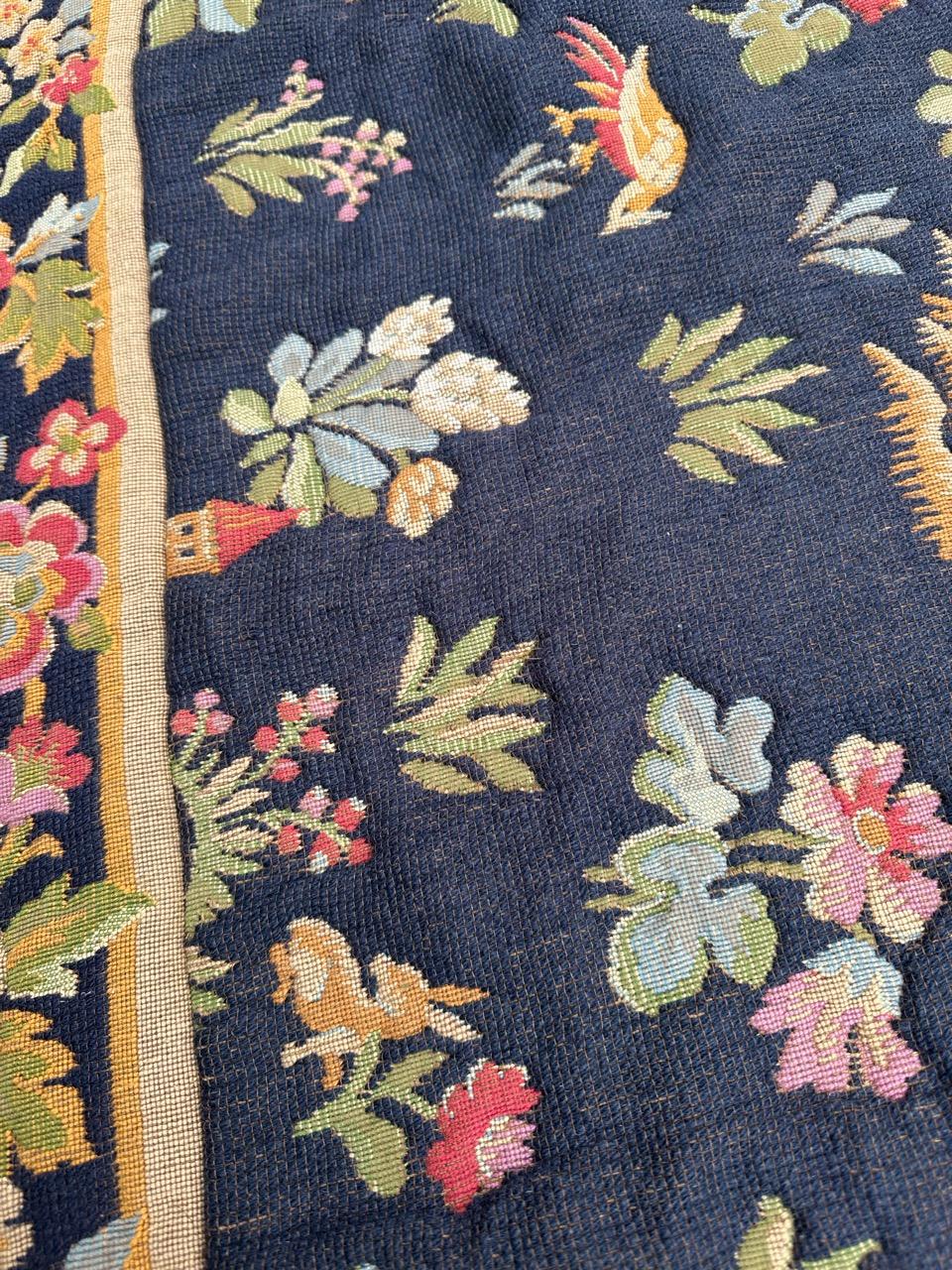 Schöner französischer Jacquard-Wandteppich im Aubusson-Stil im mittelalterlichen Design im Angebot 12