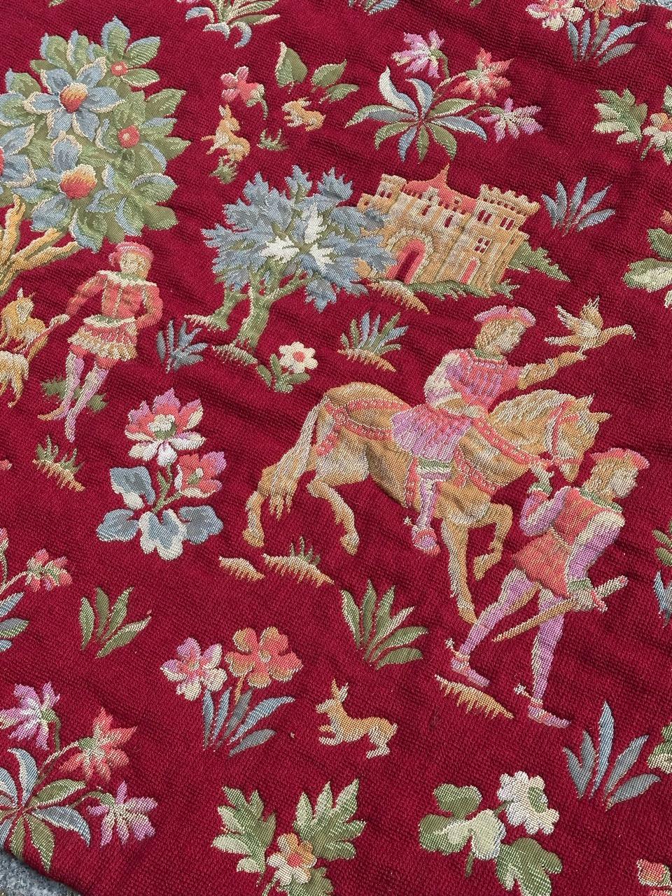 Nice French Aubusson Style Medieval Design Jaquar Tapestry For Sale 4