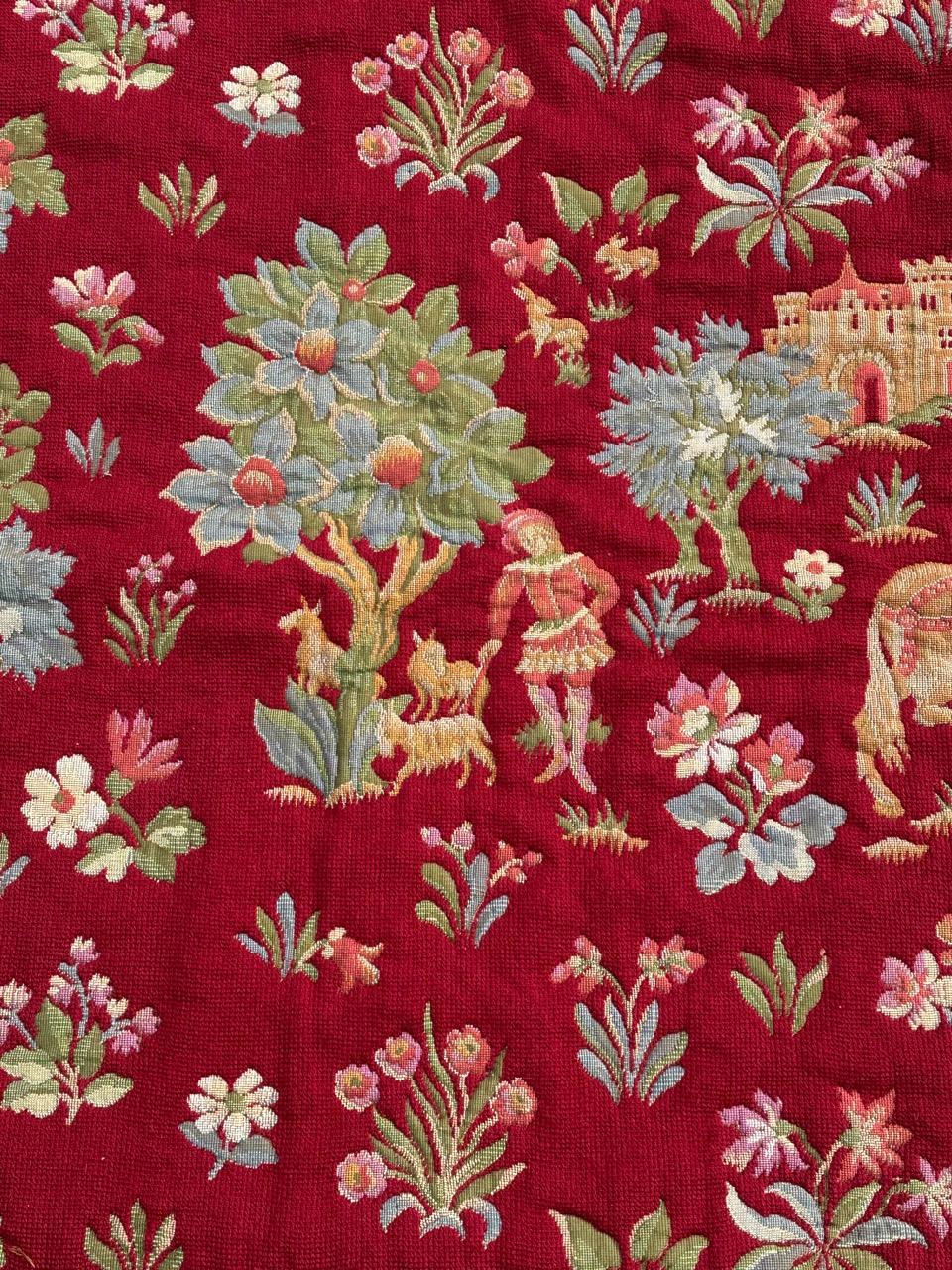 Machine-Made Nice French Aubusson Style Medieval Design Jaquar Tapestry For Sale