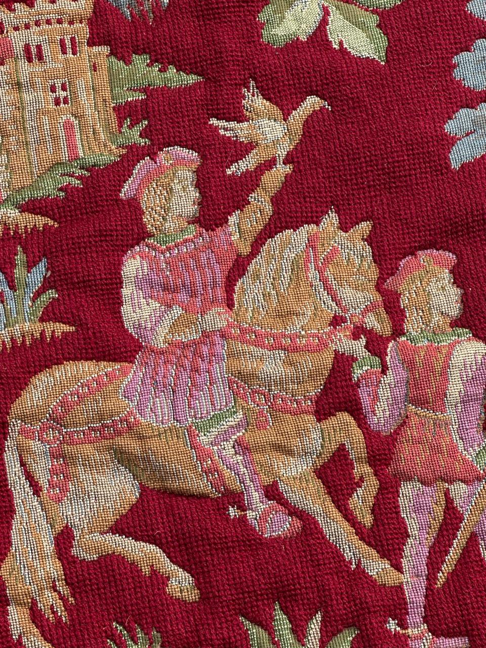 20th Century Nice French Aubusson Style Medieval Design Jaquar Tapestry For Sale