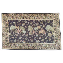 Vintage Bobyrug’s Nice French Aubusson Style Medieval Design Jaquar Tapestry