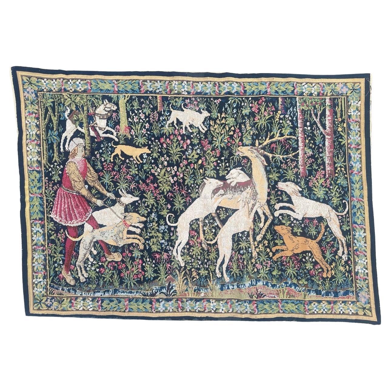 Nice French Aubusson style needlepoint Tapestry medieval design