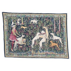 Nice French Aubusson style needlepoint Tapestry medieval design