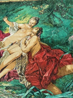 Nice French Aubusson Style screen printed by hand tapestry «lada and the swan»