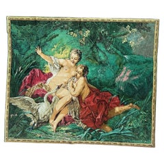 Nice French Aubusson Style screen printed by hand tapestry «lada and the swan»