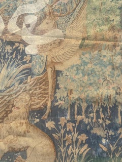 Nice French Aubusson Style screen printed by hand tapestry «winged stags»