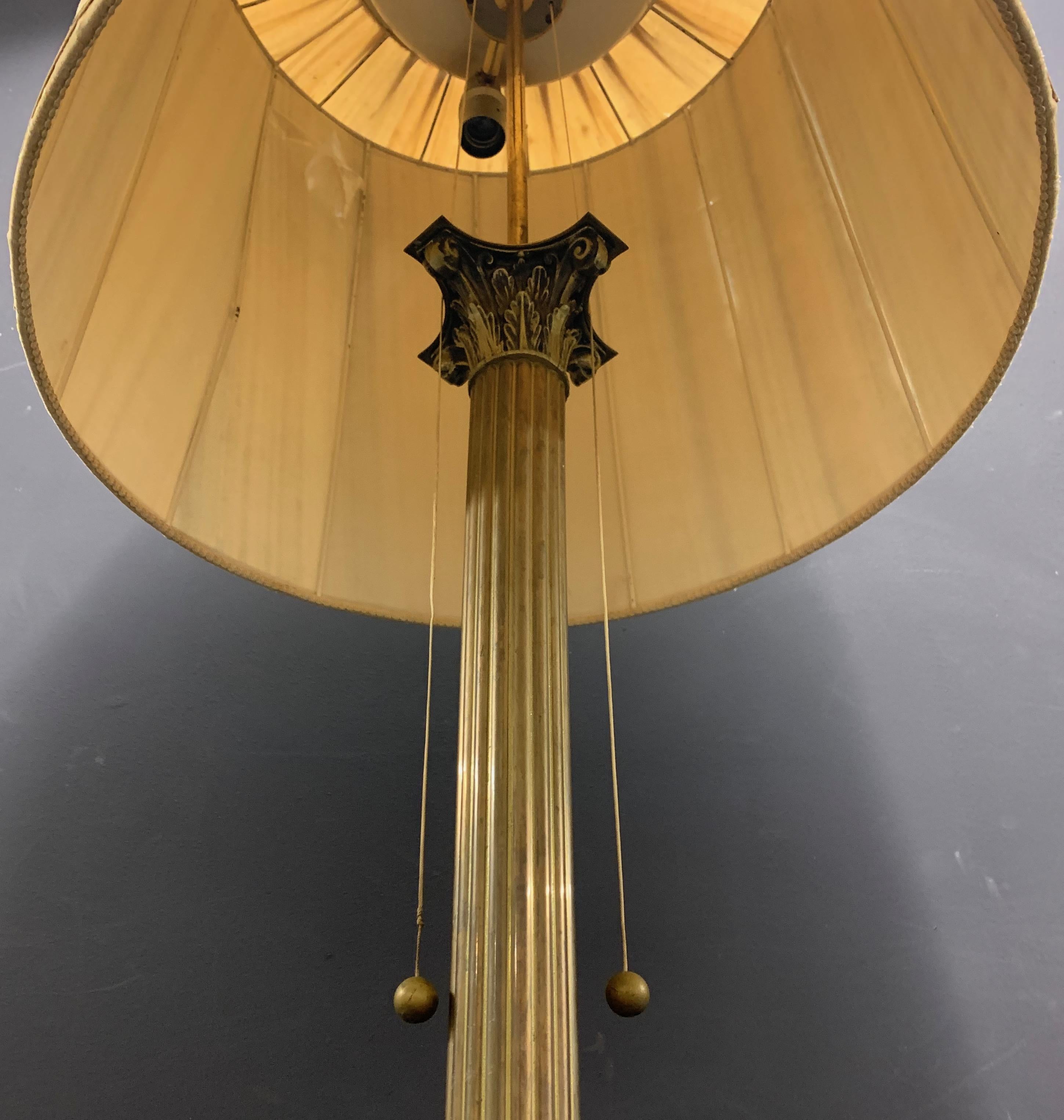 Hollywood Regency Nice French Corinthian Column Floor Lamp with Uplight