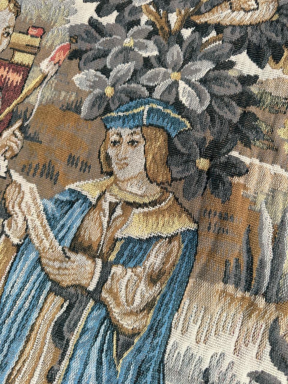Bobyrug's Nice French Jaquar Tapestry Medieval Aubusson Style Design en vente 2