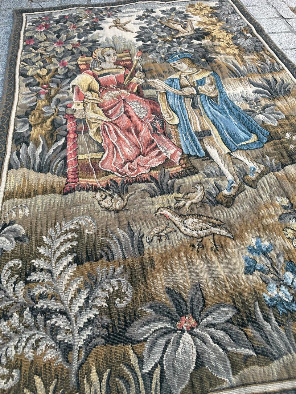 Bobyrug’s Nice French Jaquar Tapestry Medieval Aubusson Style Design For Sale 6