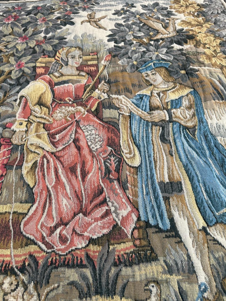 Bobyrug’s Nice French Jaquar Tapestry Medieval Aubusson Style Design For Sale 7