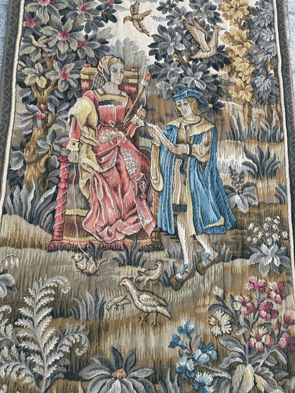 Bobyrug’s Nice French Jaquar Tapestry Medieval Aubusson Style Design For Sale 9