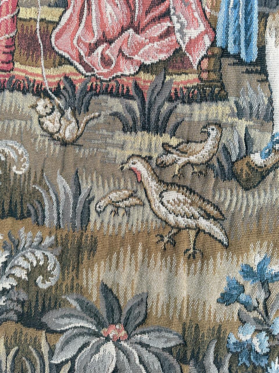 20ième siècle Bobyrug's Nice French Jaquar Tapestry Medieval Aubusson Style Design en vente