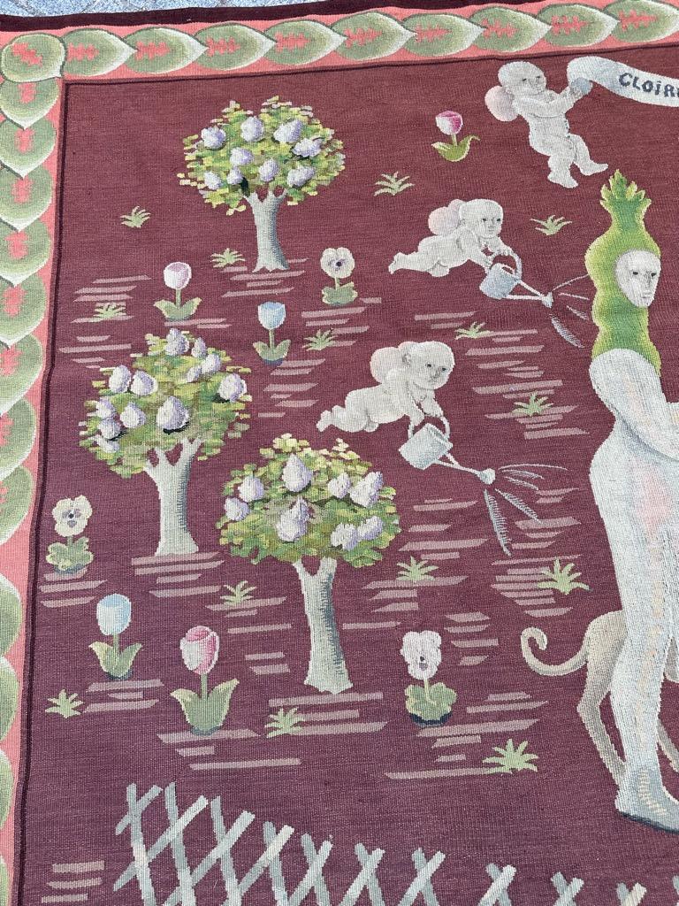 Bobyrug’s Nice French Modern Aubusson Tapestry by Madeleine LUKA For Sale 1