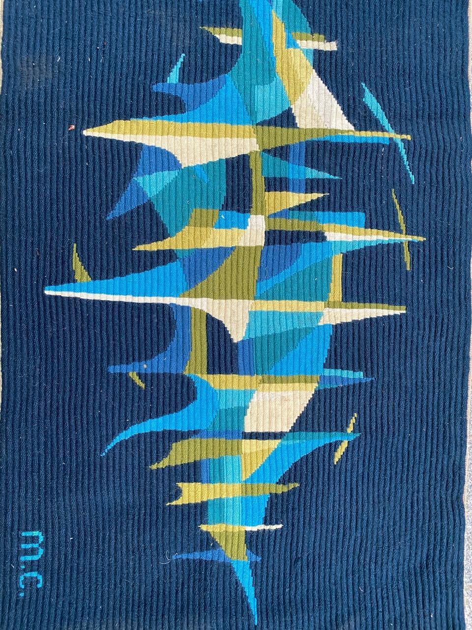 Beautiful little modern tapestry with an abstract design from Gilles Duvert, entirely hand embroidered with wool.

✨✨✨
