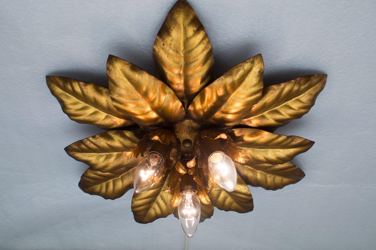 Mid-20th Century Nice Gilded 3-Light Florentine Wall or Ceiling Lamp by Kögl, Germany, 1960s For Sale