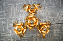 Nice Gilded Florentine Candle Flush Mount by Hans Kögl, Germany, 1960s