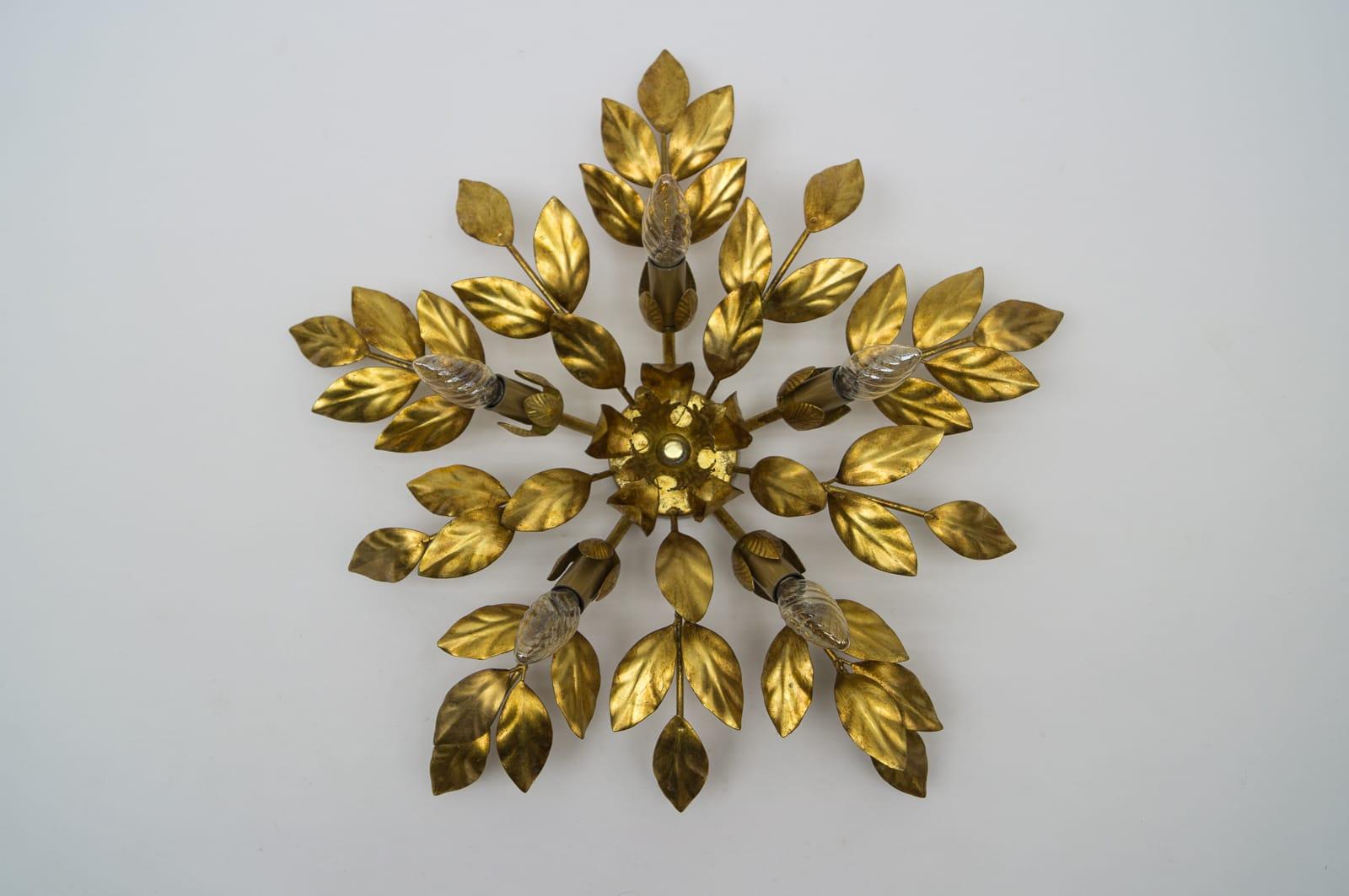 Nice Gilded Florentine Wall or Ceiling Lamp, Germany, 1960s For Sale 2