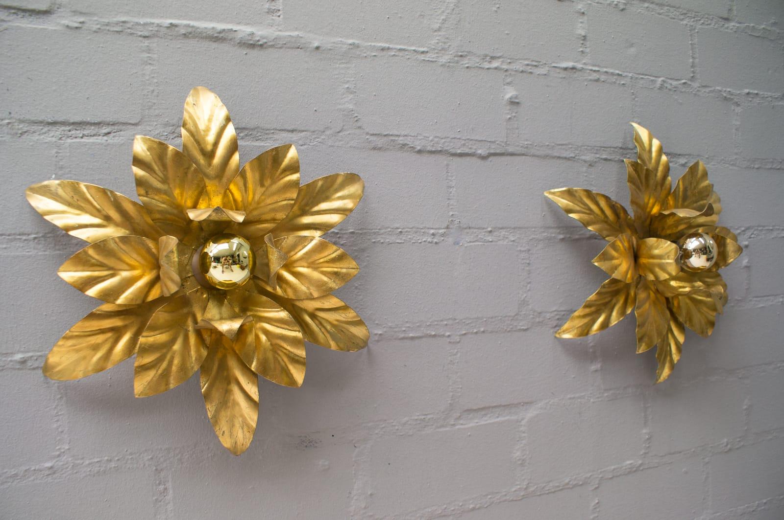 Gilt Nice Gilded Pair of Florentine Wall or Ceiling Lamps by Hans Kögl, Germany For Sale