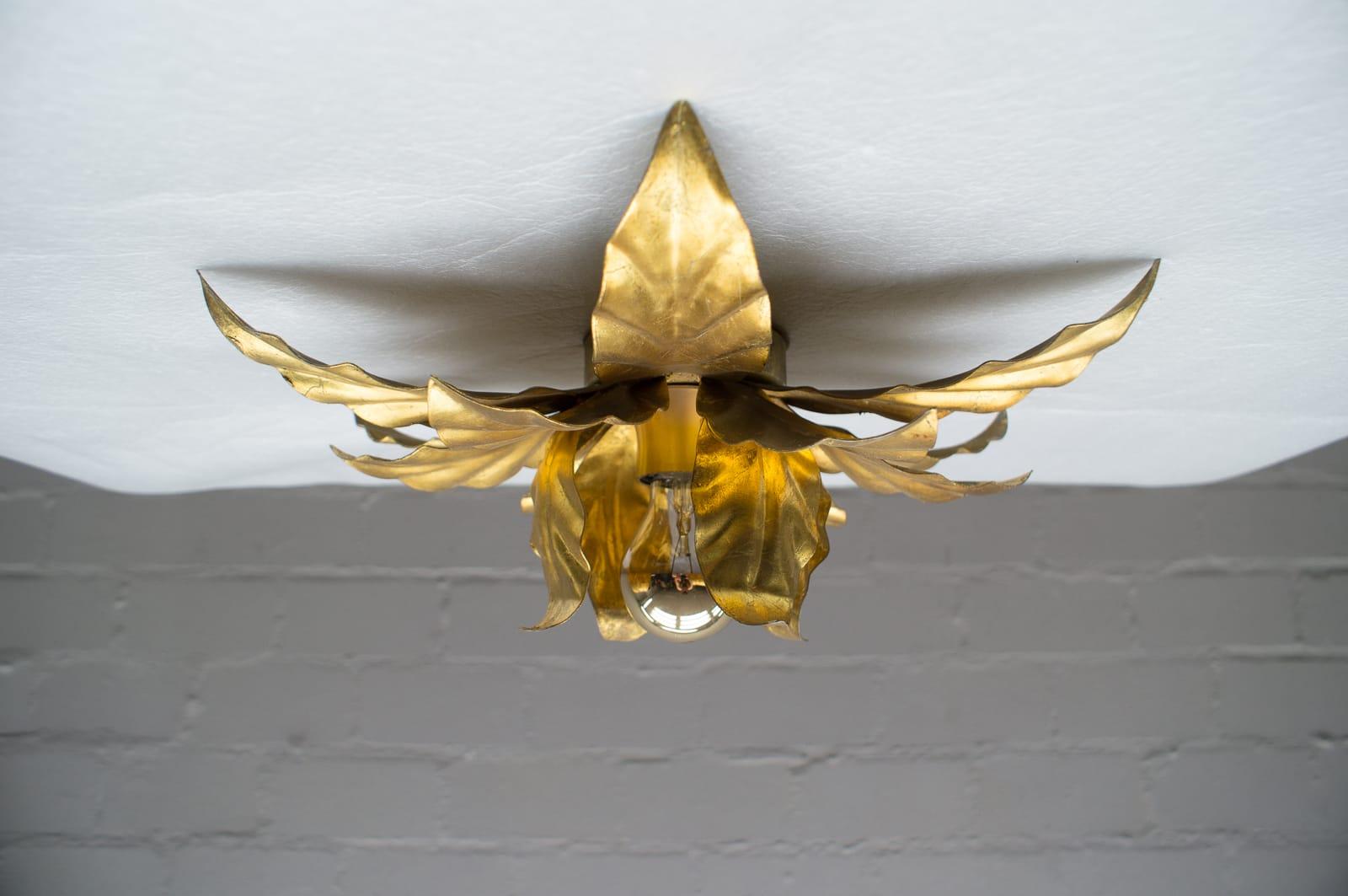 Mid-20th Century Nice Gilded Pair of Florentine Wall or Ceiling Lamps by Hans Kögl, Germany For Sale