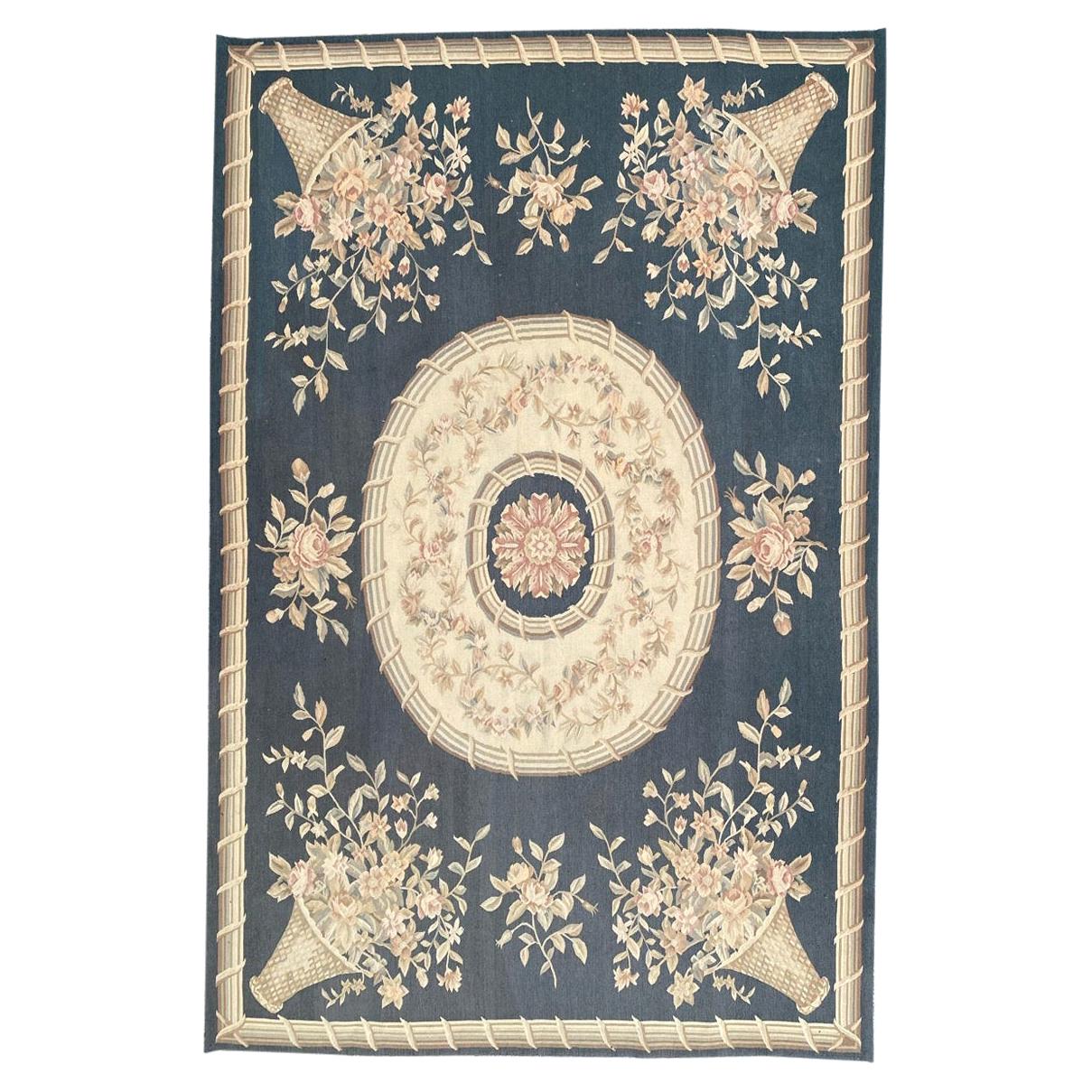 Bobyrug’s Nice Handwoven Aubusson Style Rug