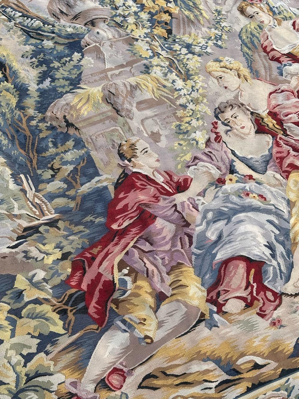 Nice handwoven French Aubusson Style Tapestry “Berger Galant” For Sale 9