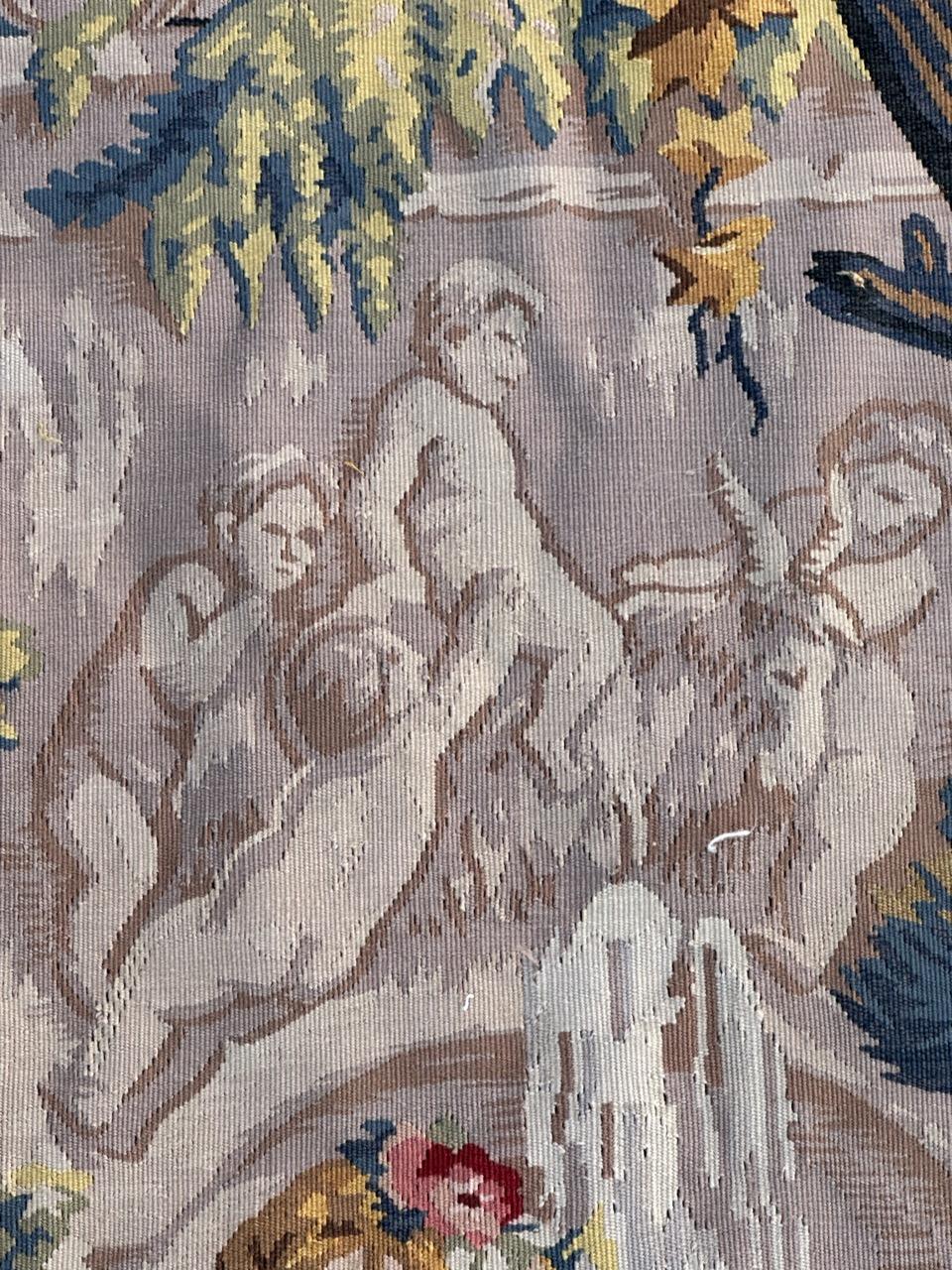 Nice handwoven French Aubusson Style Tapestry “Berger Galant” For Sale 12